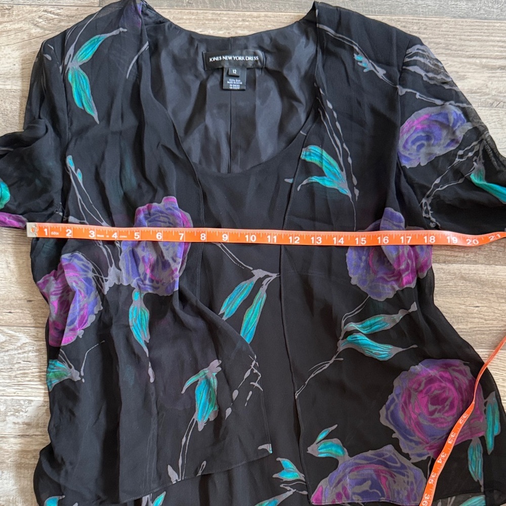 Jones New York Dress Floral Black and Purple Dress size 12 - Picture 7 of 11